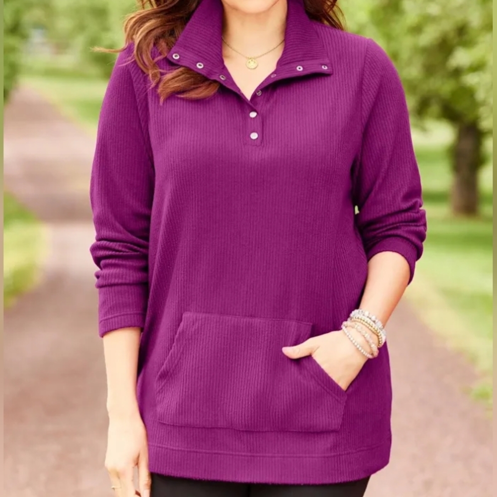 Catherines berry pink Brushed Rib Cozy Top OX
